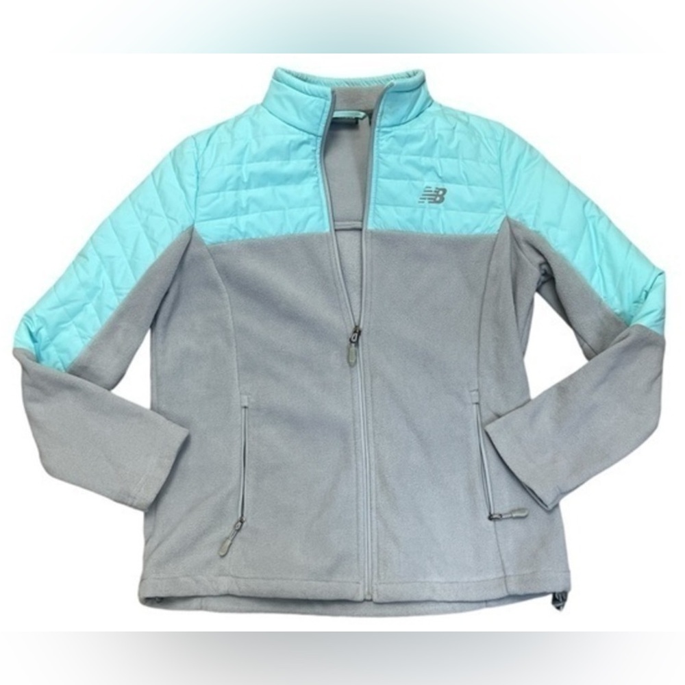 New Balance Gray and Teal Fleece Jacket LIKE NEW